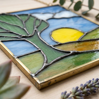 California Coast Stained Glass Landscape Pattern