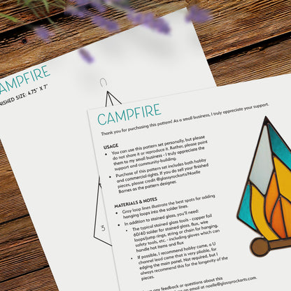 Campfire Stained Glass Pattern and PNG