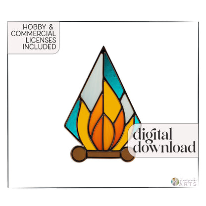 Campfire Stained Glass Pattern and PNG
