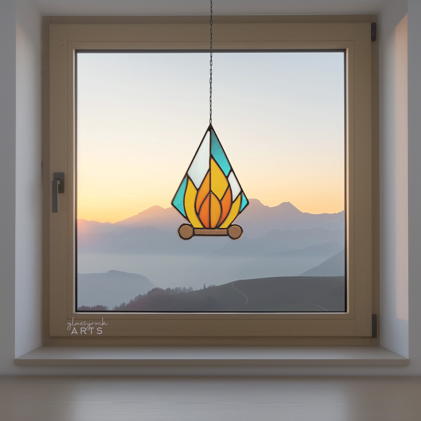 Campfire Stained Glass Pattern and PNG