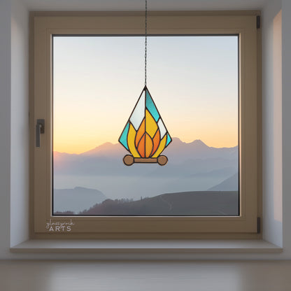 Campfire Stained Glass Pattern and PNG