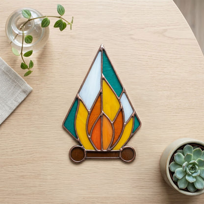 Campfire Stained Glass Pattern and PNG
