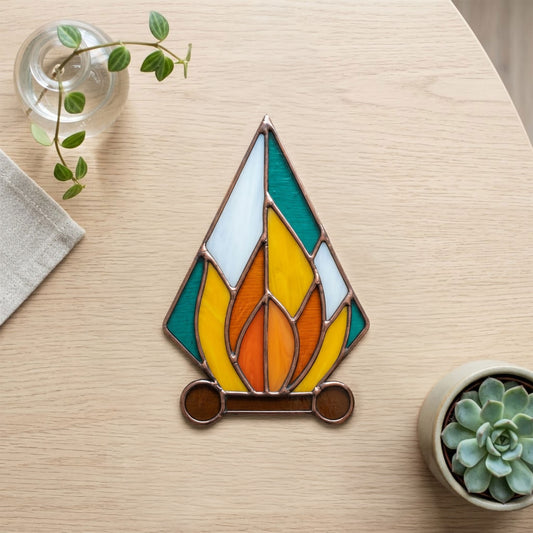 Campfire Stained Glass Pattern and PNG