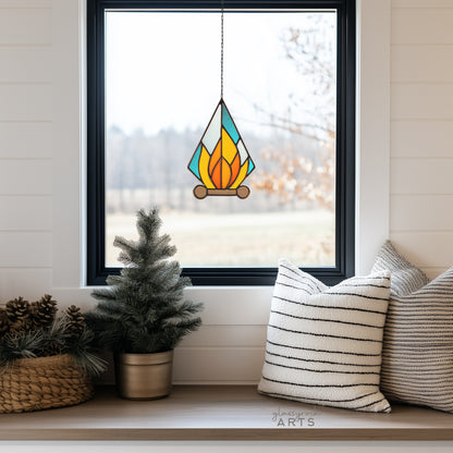 Campfire Stained Glass Pattern and PNG
