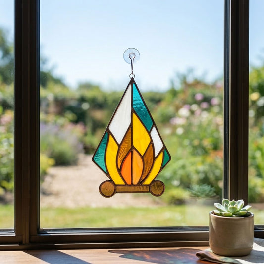 Campfire Stained Glass Pattern and PNG