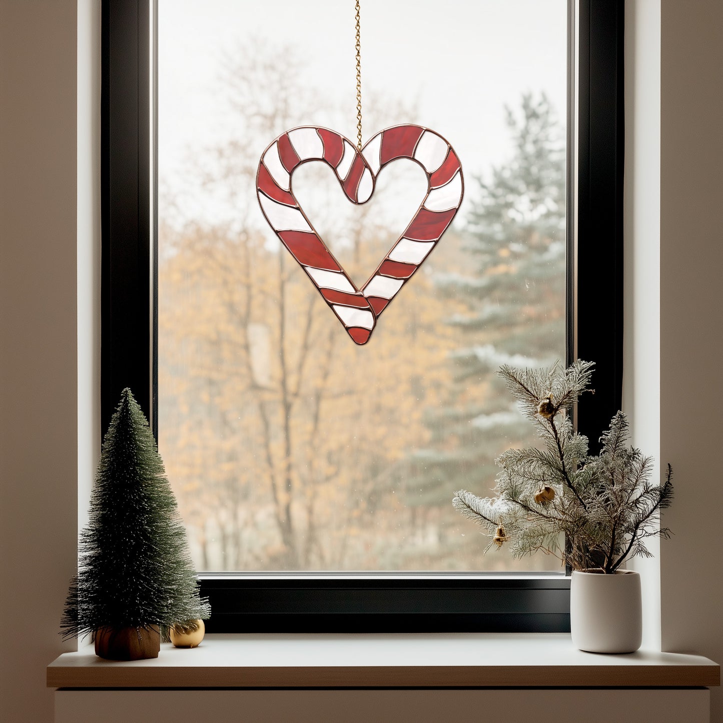Candy Cane Heart Stained Glass Pattern PDF & PNG - Crafting Patterns & Molds from GlassyRock Arts