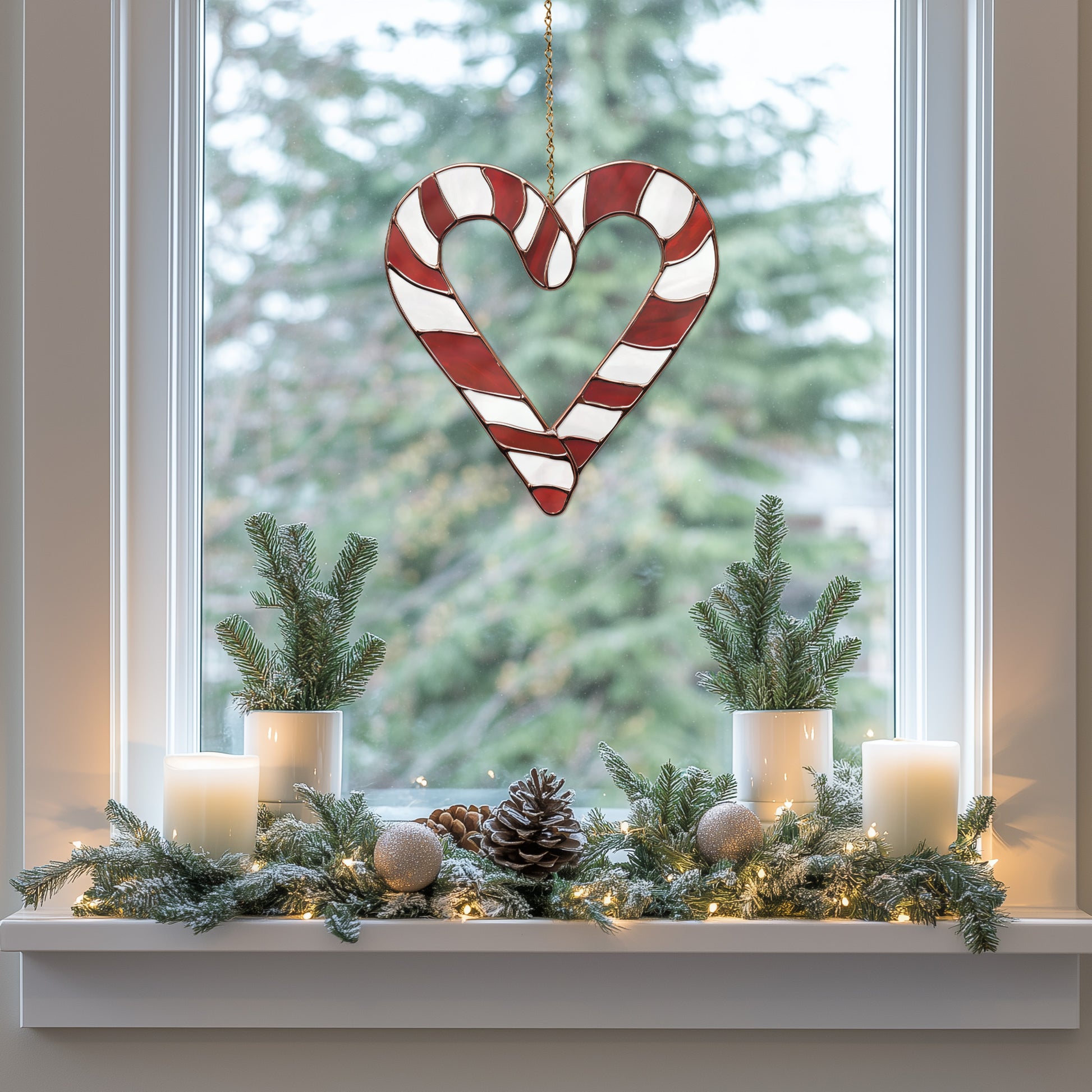 Candy Cane Heart Stained Glass Pattern PDF & PNG - Crafting Patterns & Molds from GlassyRock Arts