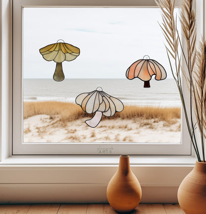 A picture of the Elegant Mushroom Stained Glass Patterns, Pack of 3 from GlassyRock Arts. 