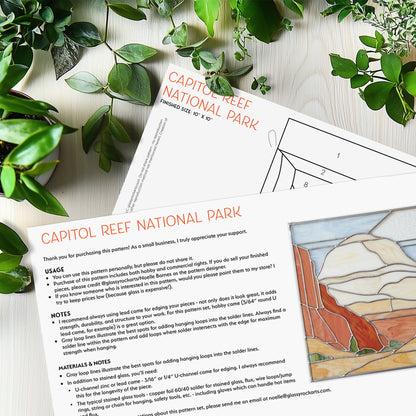 Capitol Reef National Park Suncatcher Stained Glass Pattern with PNG & SVG