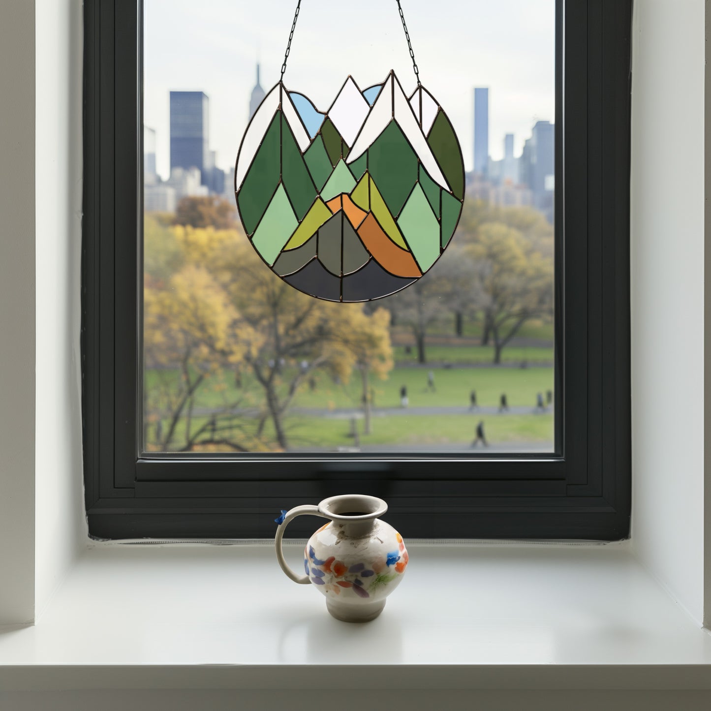 Cascade Mountains Stained Glass Landscape Pattern