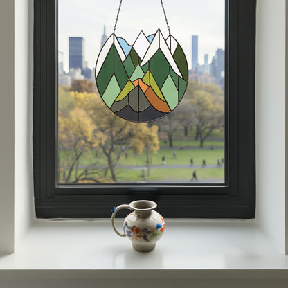 Cascade Mountains Stained Glass Landscape Pattern