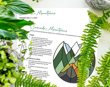 Cascade Mountains Stained Glass Landscape Pattern
