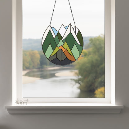 Cascade Mountains Stained Glass Landscape Pattern