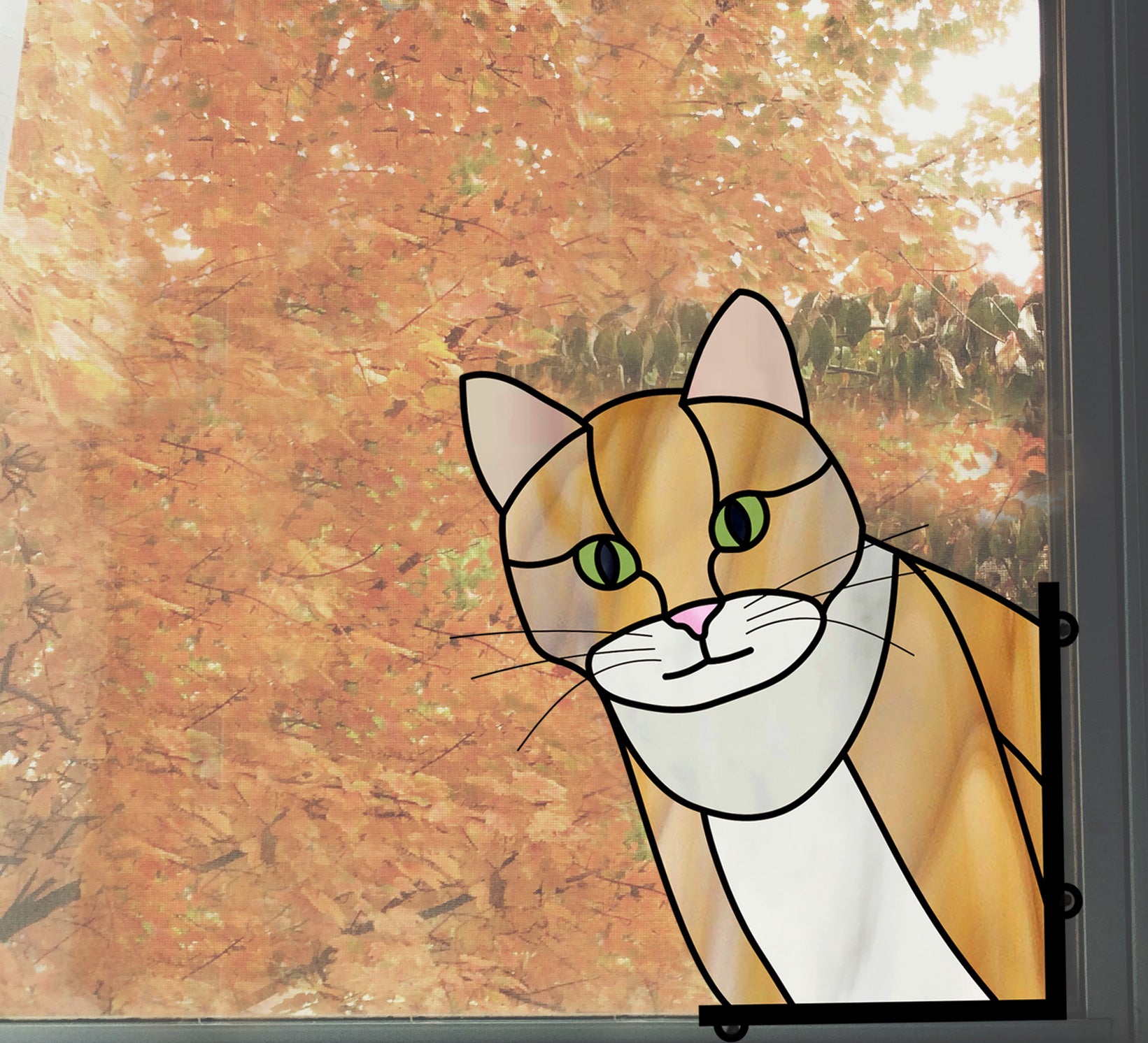 Cat Buddy Stained Glass Pattern - Crafting Patterns & Molds, from GlassyRock Arts