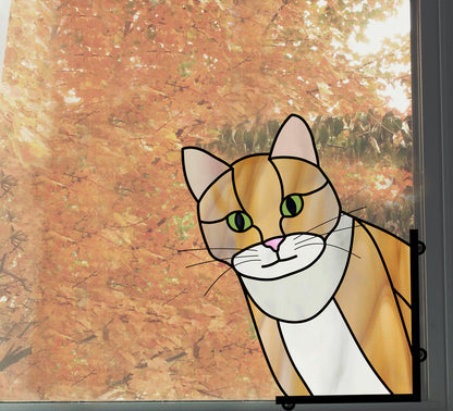 Cat Buddy Stained Glass Pattern - Crafting Patterns & Molds, from GlassyRock Arts