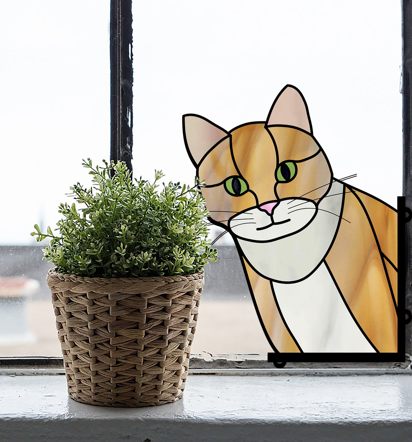 Cat Buddy Stained Glass Pattern - Crafting Patterns & Molds, from GlassyRock Arts