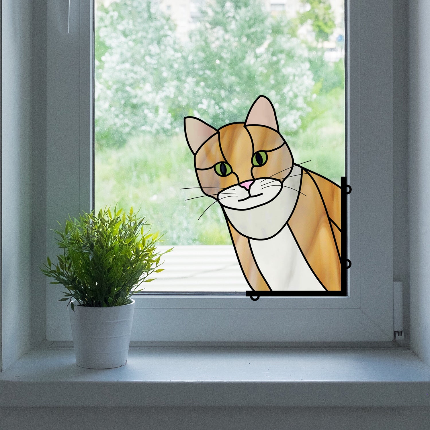 Cat Buddy Stained Glass Pattern - Crafting Patterns & Molds, from GlassyRock Arts