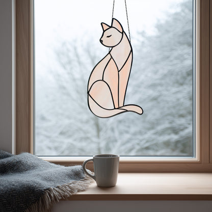 Graceful Cat Stained Glass Pattern and PNG
