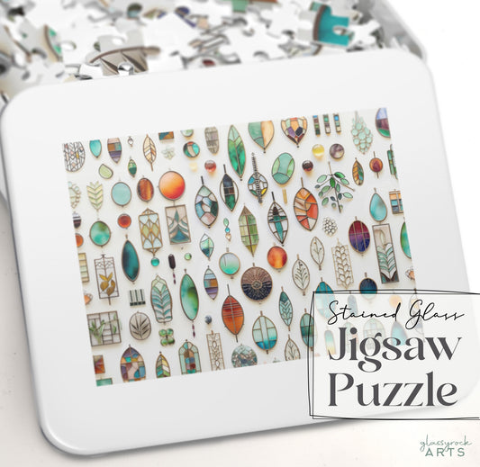 Stained Glass Christmas Ornaments Jigsaw Puzzle