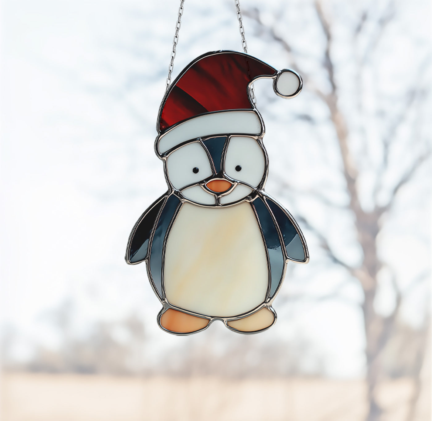 Christmas Penguin Stained Glass Pattern PDF & PNG - Crafting Patterns & Molds from GlassyRock Arts