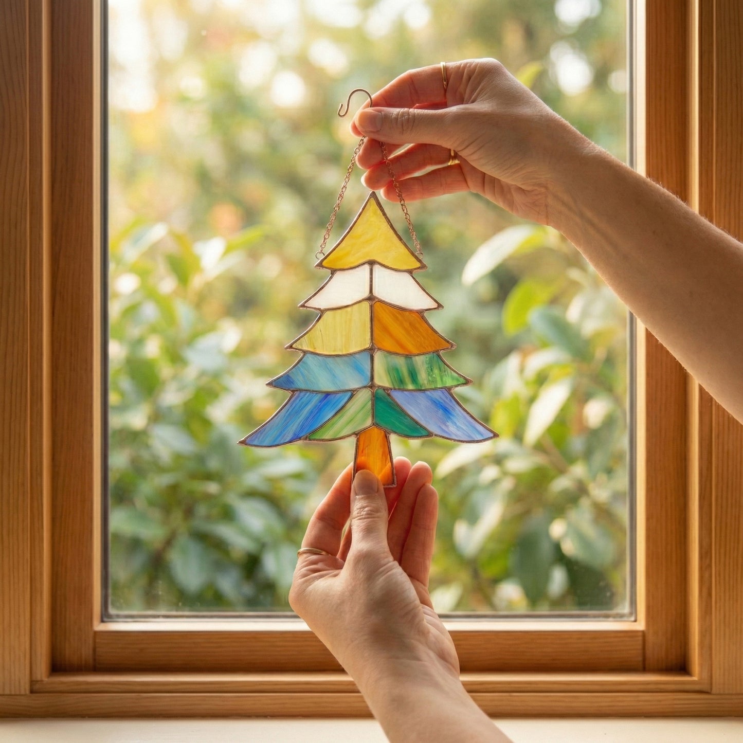 Beginner Modern Christmas Tree Stained Glass Pattern PDF & PNG