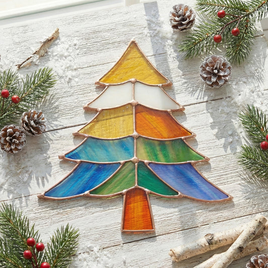 Beginner Modern Christmas Tree Stained Glass Pattern PDF & PNG