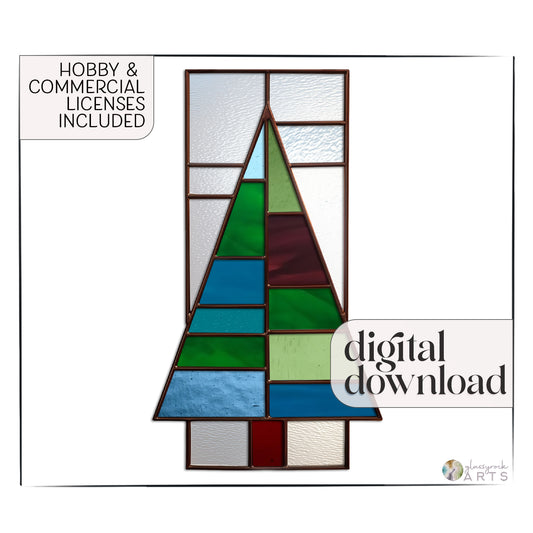 Christmas Tree Panel Stained Glass Pattern and PNG