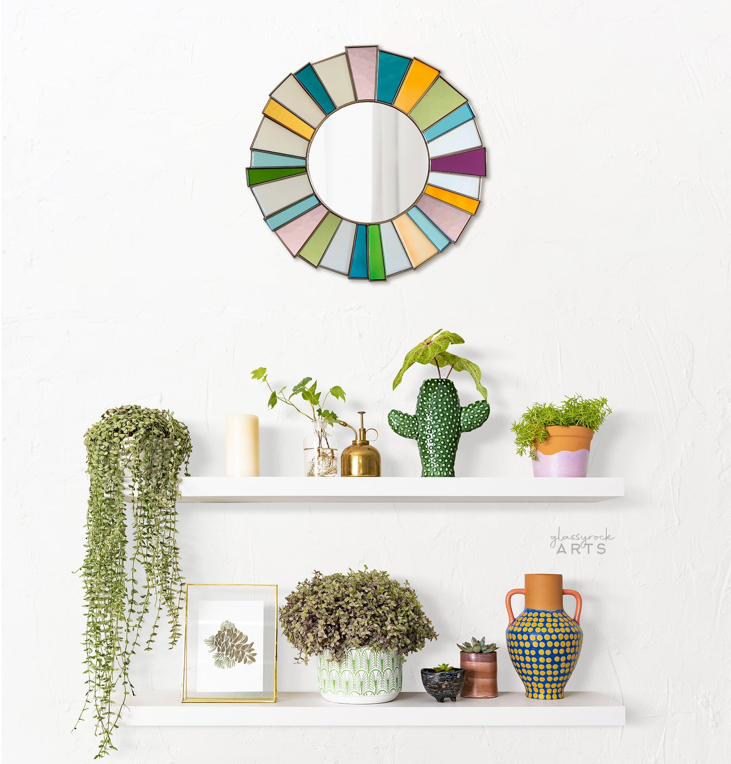 Colorburst Rainbow Stained Glass Mirror Pattern