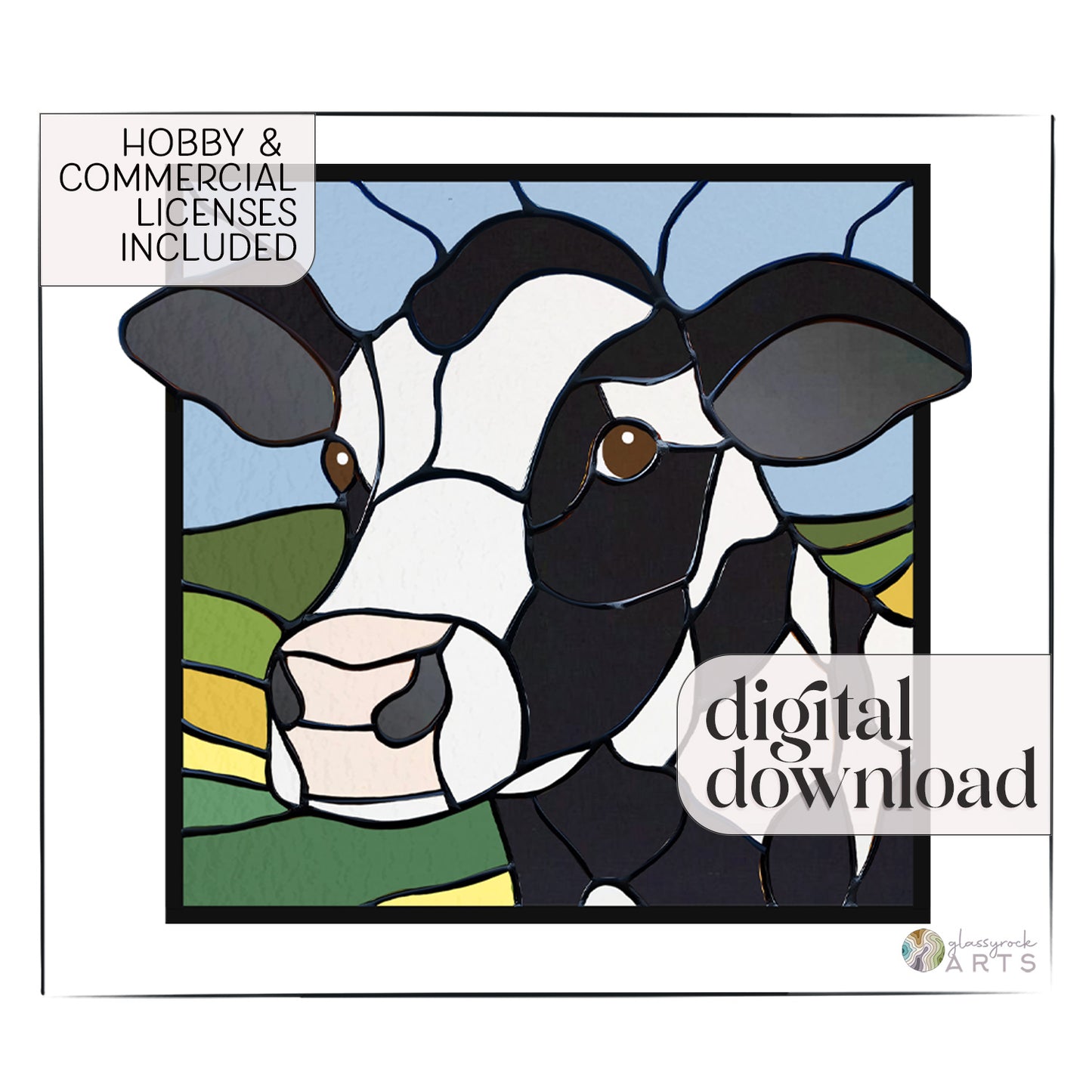 Holstein Cow Stained Glass Pattern