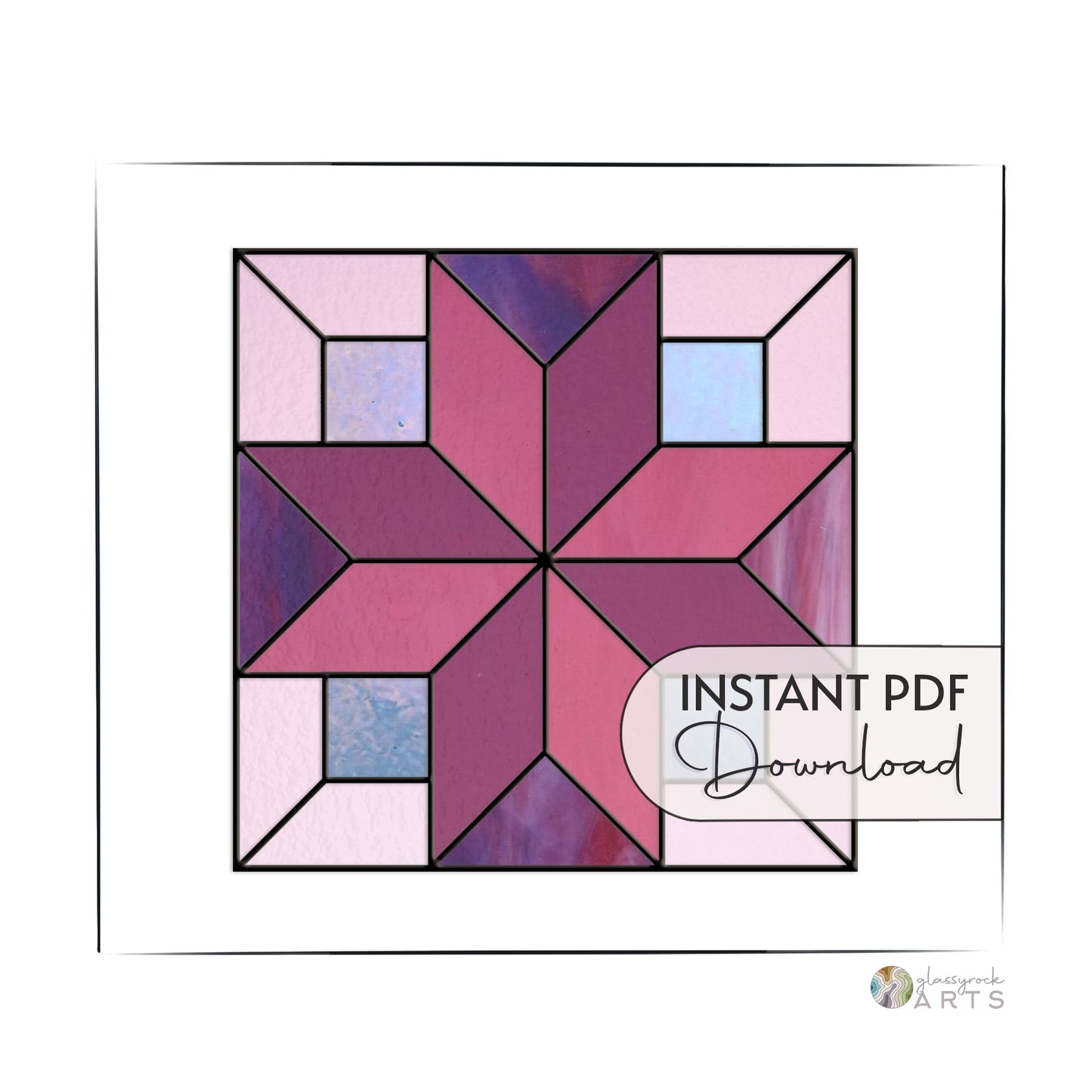 Quattro Square Geometric Stained Glass Pattern