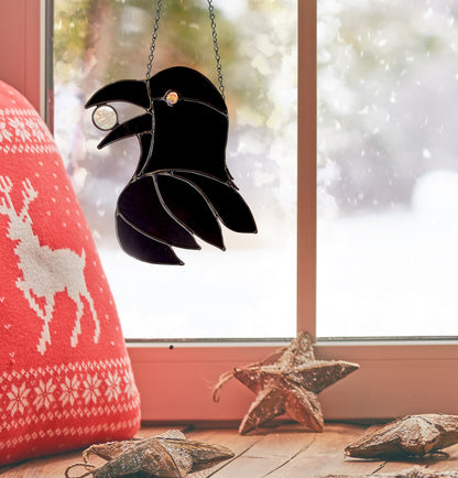 Gemstone Crow Stained Glass Pattern