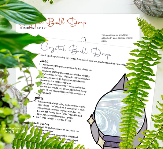 Crystal Ball Stained Glass Pattern Rain Drop - Crafting Patterns & Molds from GlassyRock Arts