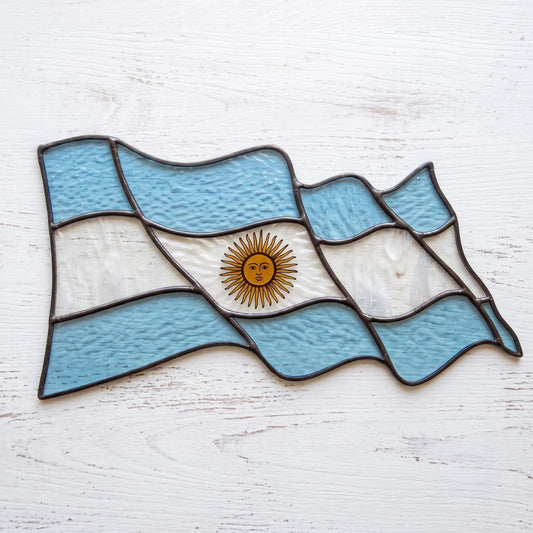 Argentina Flag Stained Glass Pattern: Argentinian Pride Suncatcher Design (PNG, SVG & PDF Digital Download)