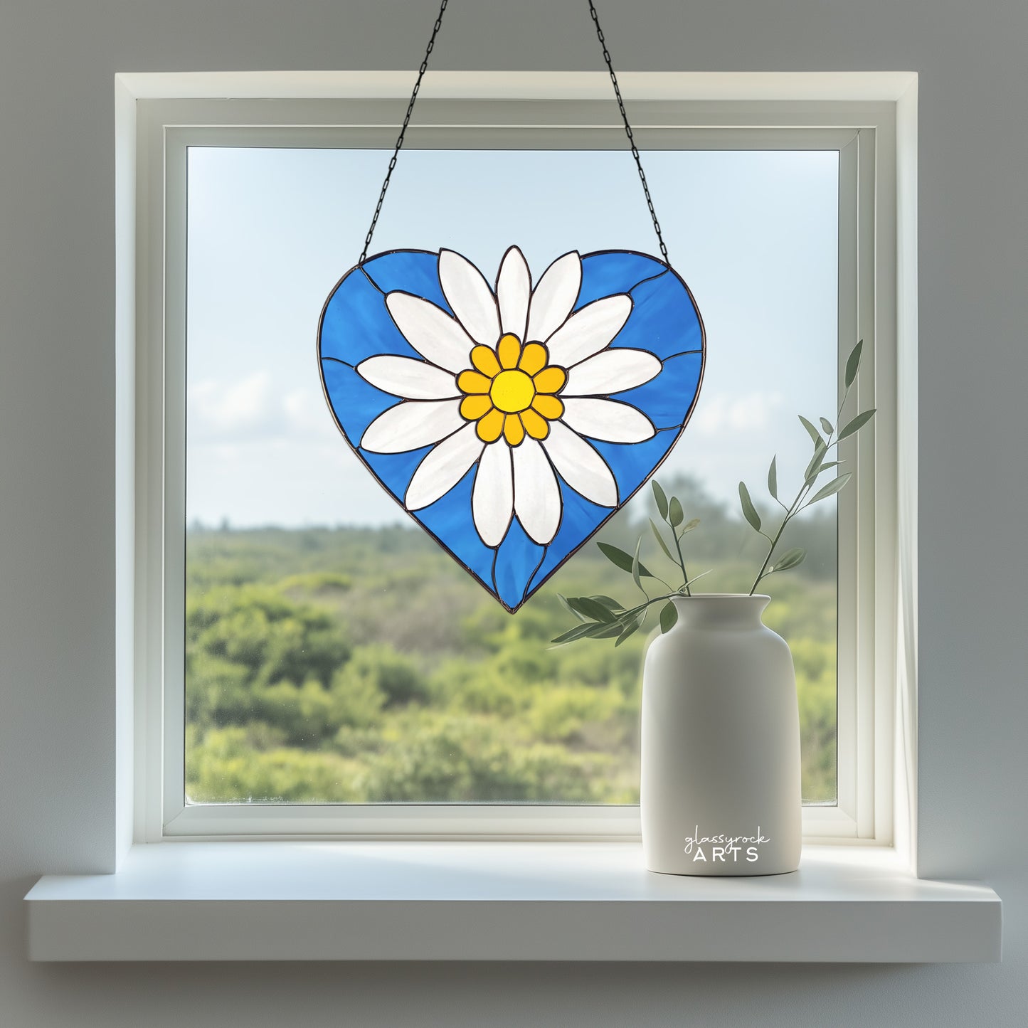 Daisy Heart Stained Glass Pattern
