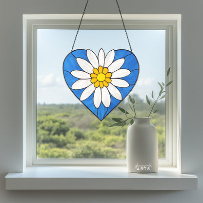 Daisy Heart Stained Glass Pattern