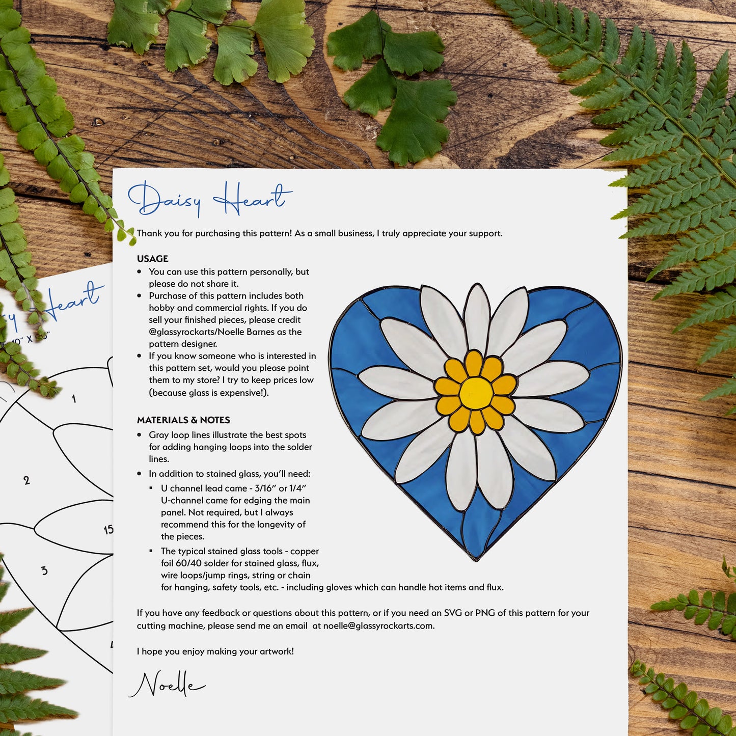 Daisy Heart Stained Glass Pattern