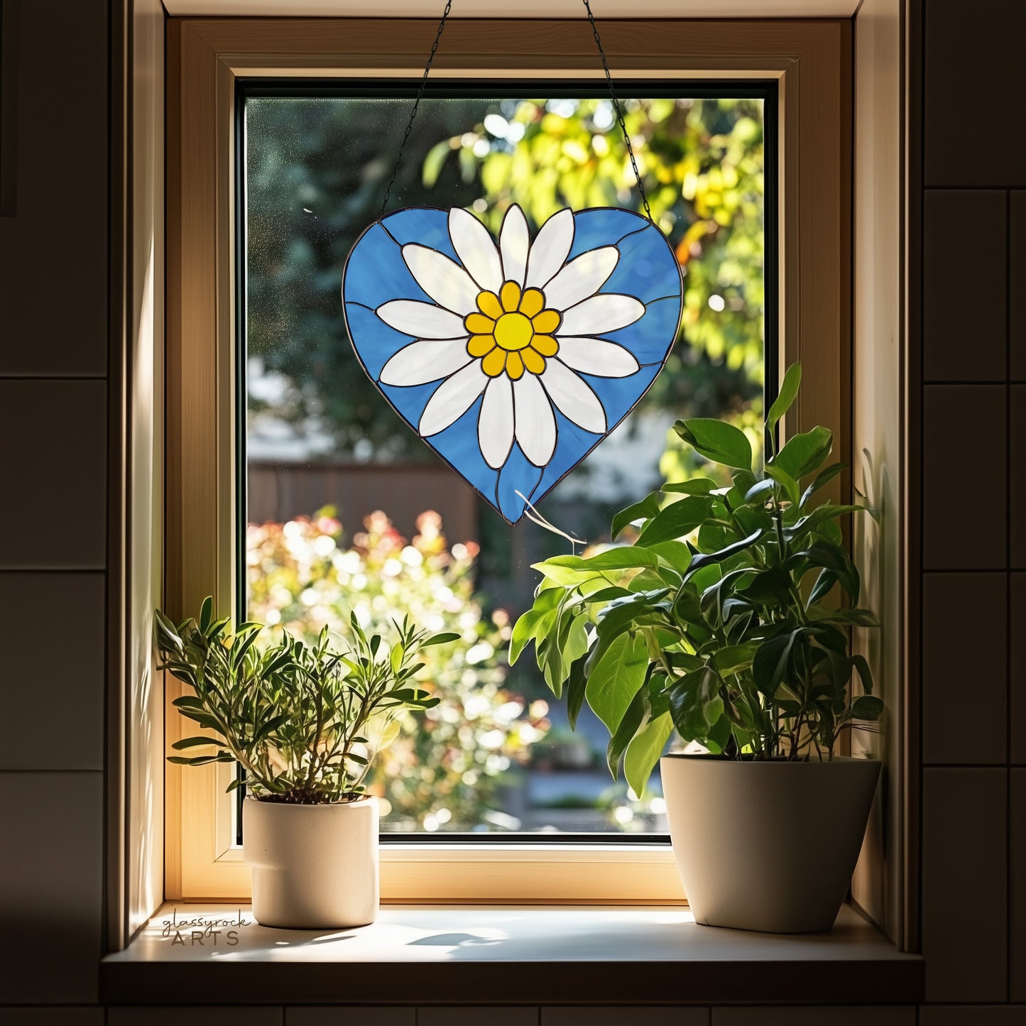 Daisy Heart Stained Glass Pattern