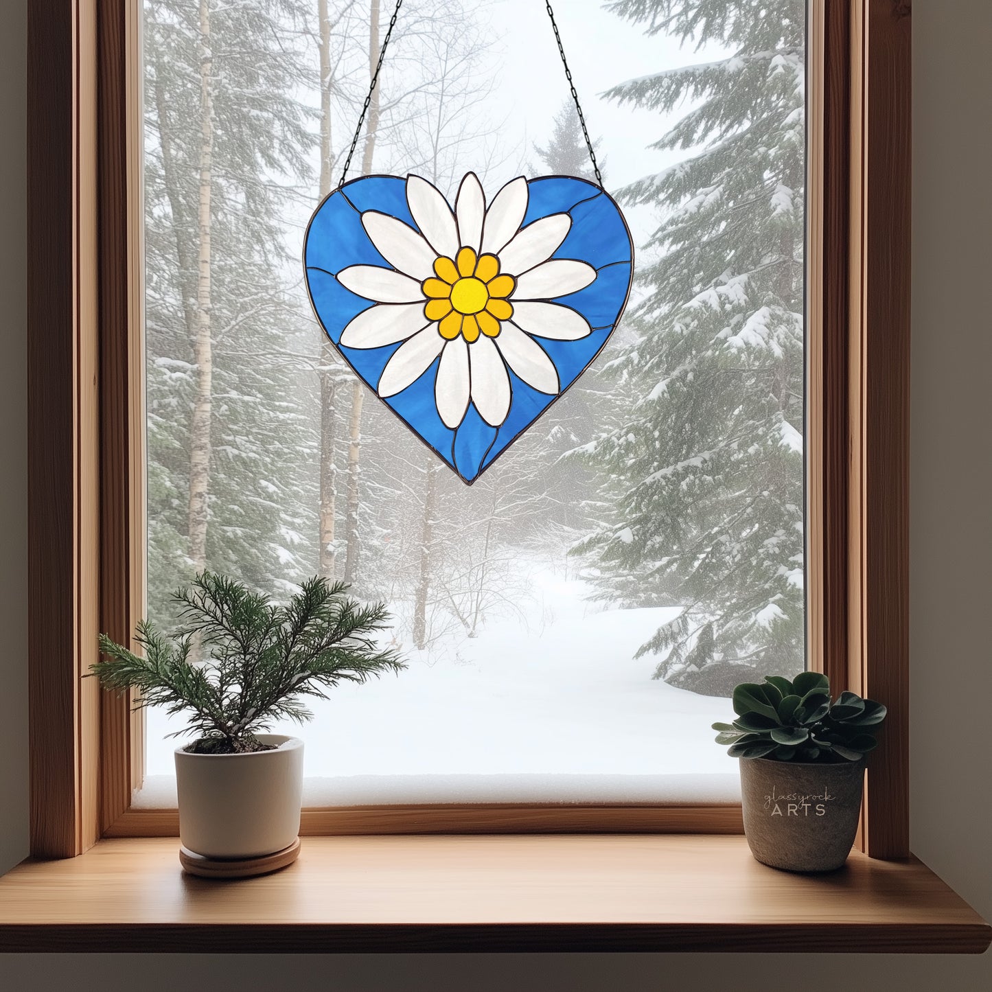 Daisy Heart Stained Glass Pattern