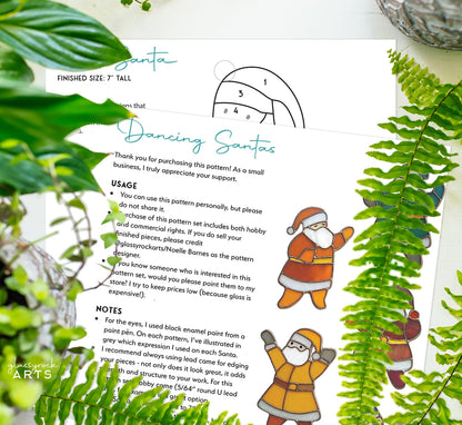 Dancing Santas Stained Glass Pattern Pack of 6