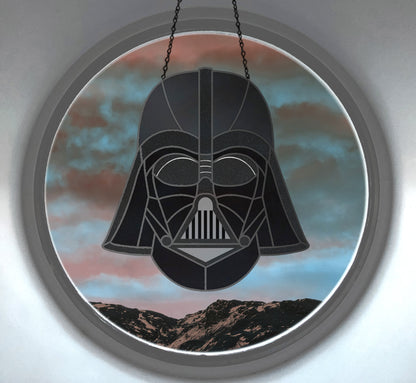 A picture of the Darth Vader Helmet Star Wars Stained Glass Pattern from GlassyRock Arts. 