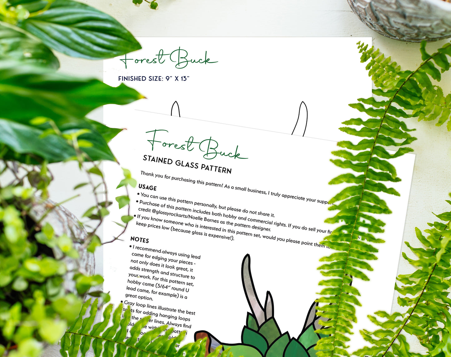 Deer Buddy Stained Glass Pattern