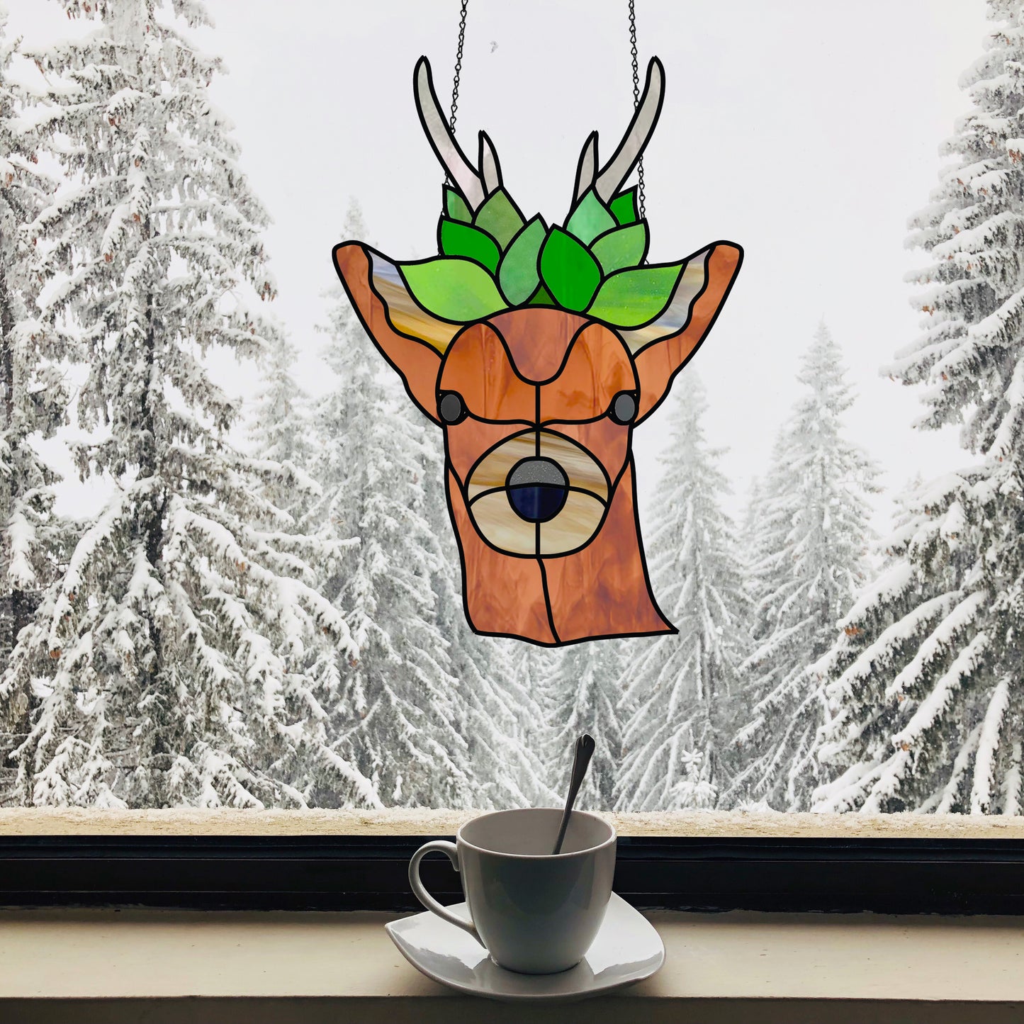 Forest Buck Woodland Stained Glass Pattern