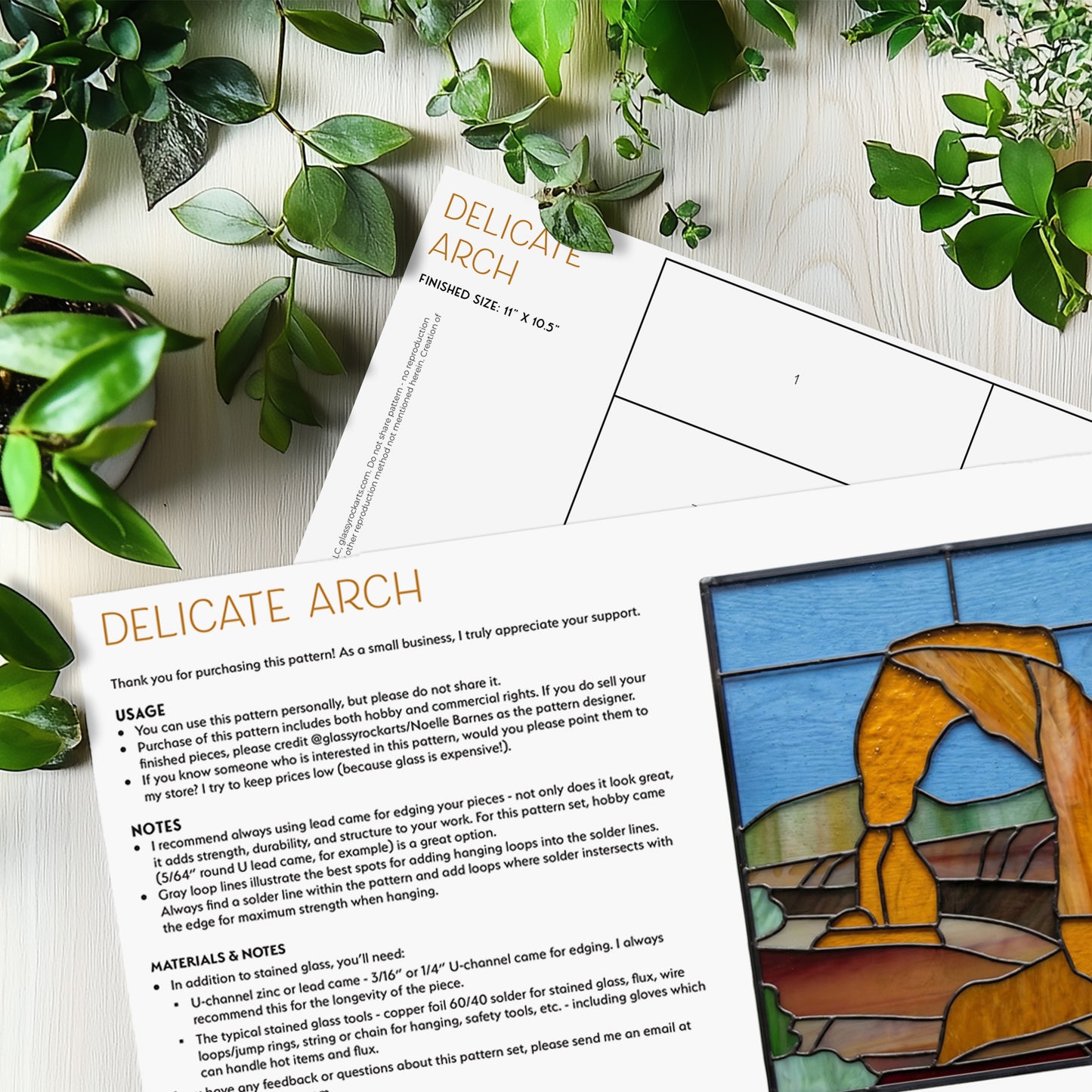 Delicate Arch Suncatcher Stained Glass Pattern with PNG & SVG