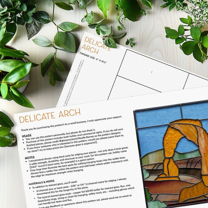 Delicate Arch Suncatcher Stained Glass Pattern with PNG & SVG