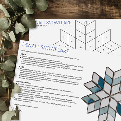 Nordic Snowflake Stained Glass Pattern and PNG