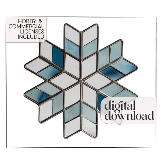 Nordic Snowflake Stained Glass Pattern and PNG