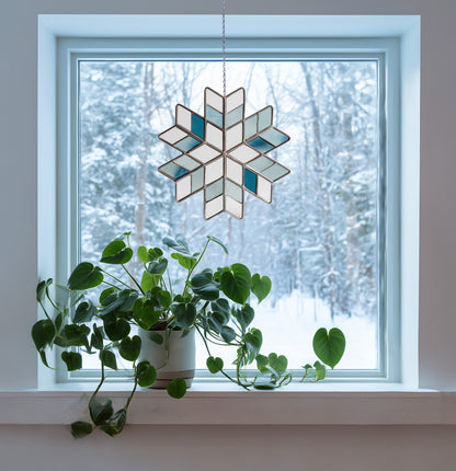 Nordic Snowflake Stained Glass Pattern and PNG