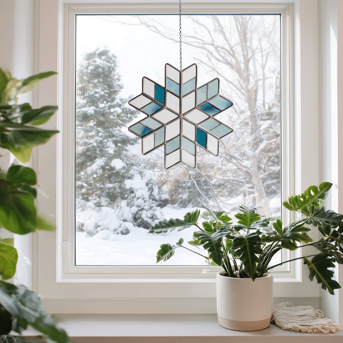 Nordic Snowflake Stained Glass Pattern and PNG