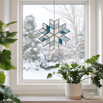 Nordic Snowflake Stained Glass Pattern and PNG