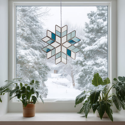 Nordic Snowflake Stained Glass Pattern and PNG